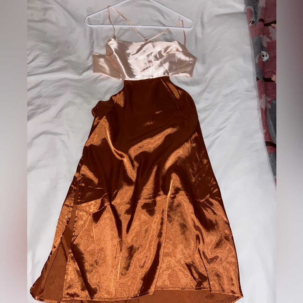 Silk pink and brown dress bought for a wedding but never worn